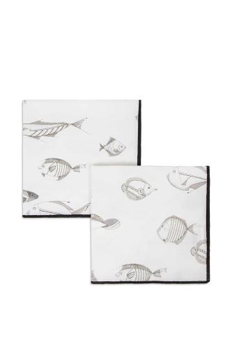 Coincasa σετ βαμβακερές πετσέτες φαγητού με graphic fish pattern 42 x 42 cm - 007358280 Λευκό